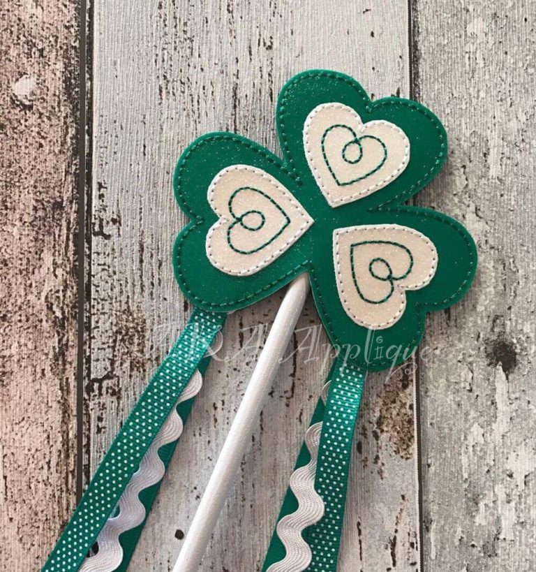 ITH Shamrock Princess Wand Embroidery Design