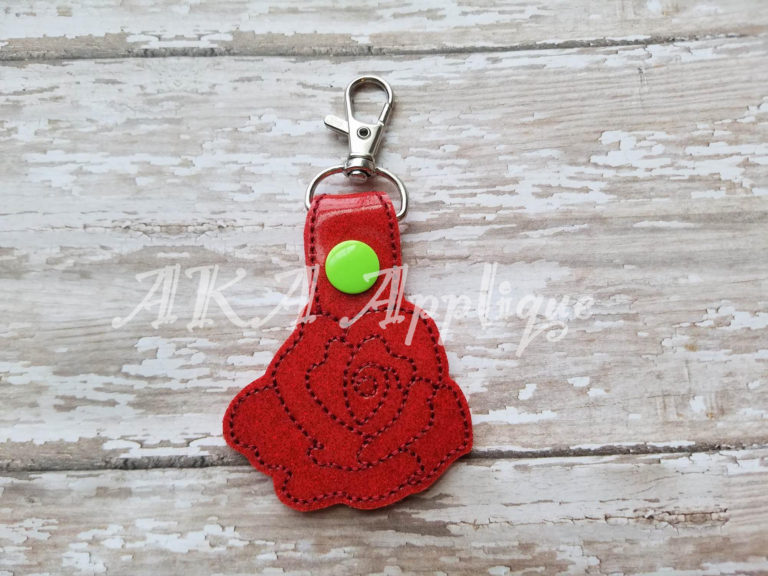 ITH Rose Snap Fob Embroidery Design - Image 2