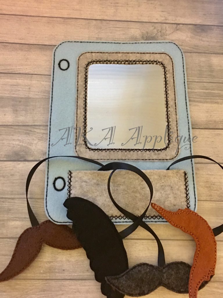 ITH Quiet Book Mustache Mirror Page Felt Embroidery Design