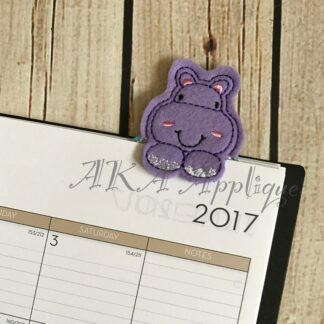 Peeking Henrietta Hippo Bookmark ITH Embroidery Design