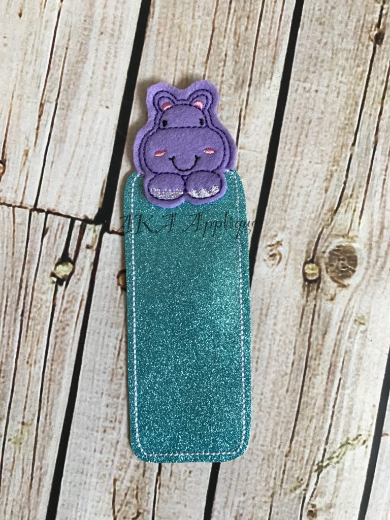 Peeking Henrietta Hippo Bookmark ITH Embroidery Design - Image 2