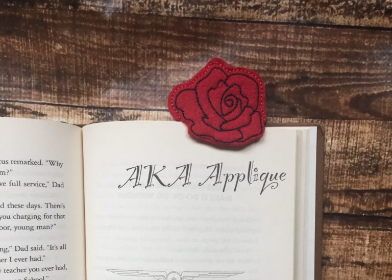 Peeking Rose Bookmark ITH Embroidery Design