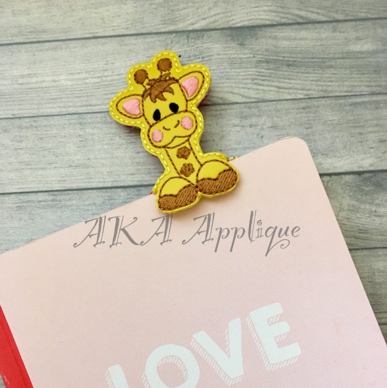 Peeking Ava Giraffe Bookmark ITH Embroidery Design