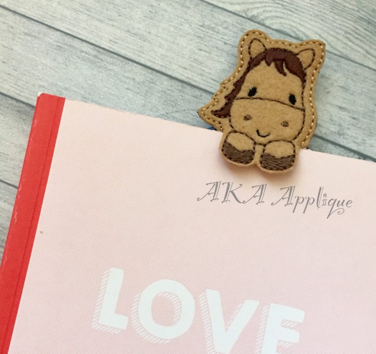 Peeking Sophia Horse Bookmark ITH Embroidery Design
