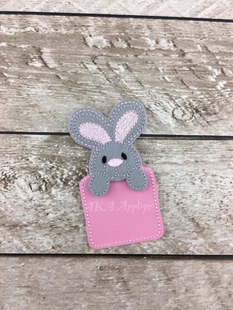 Peeking Buttercup Bunny Bookmark ITH Embroidery Design - Image 3