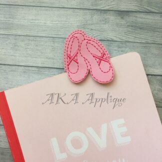 Peeking Ballet Slippers Bookmark ITH Embroidery Design