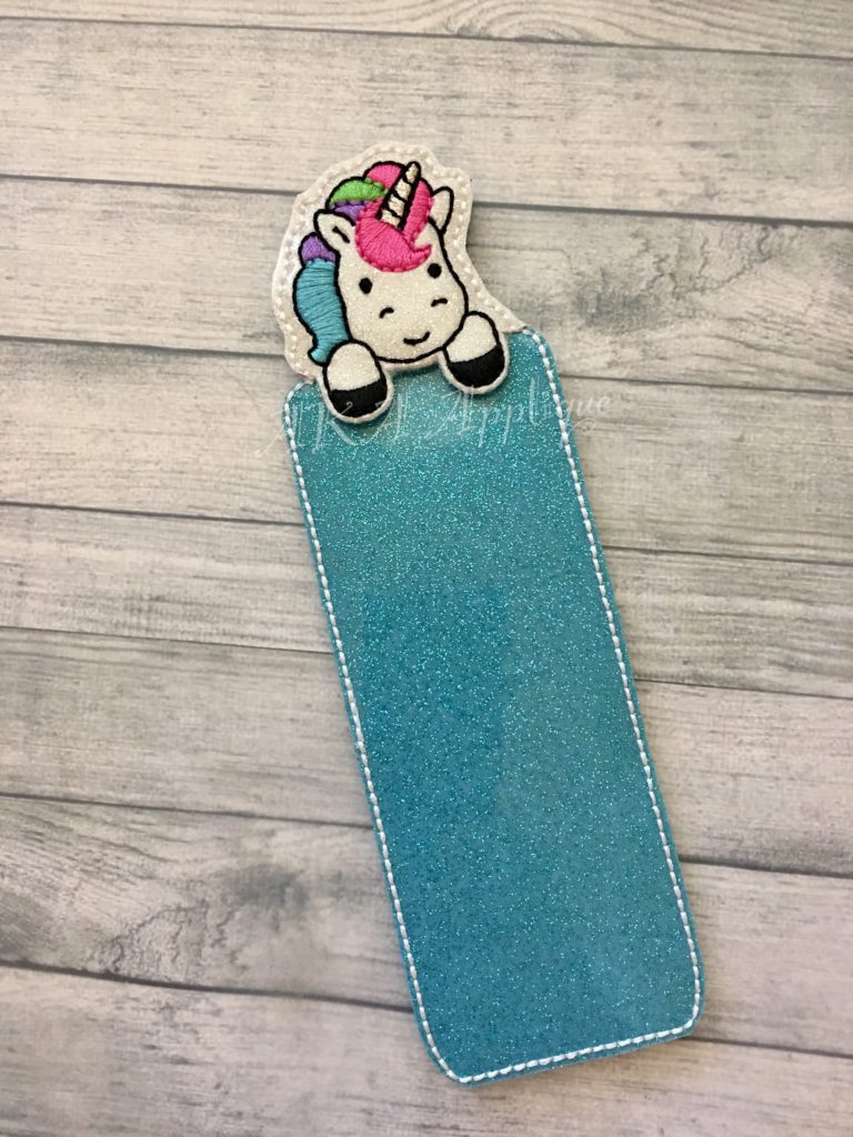 Peeking Sunny Unicorn Bookmark ITH Embroidery Design - Image 2