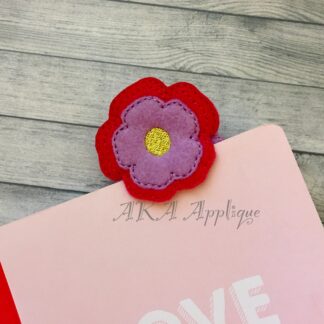 Peeking Flower Bookmark ITH Embroidery Design