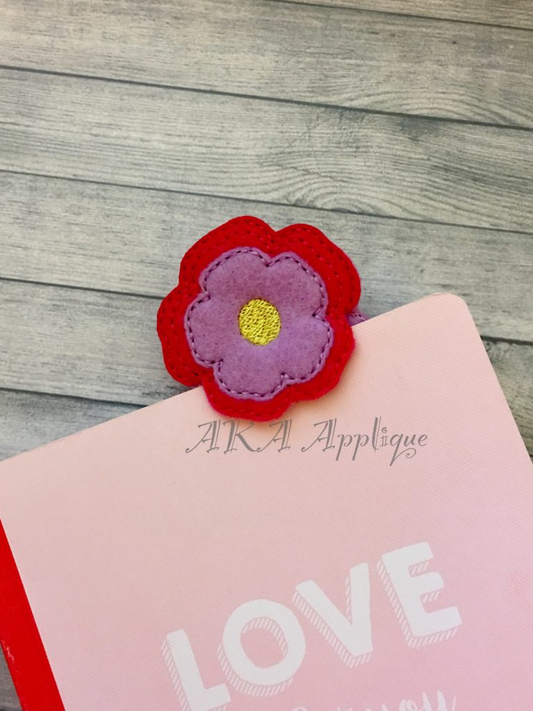 Peeking Flower Bookmark ITH Embroidery Design