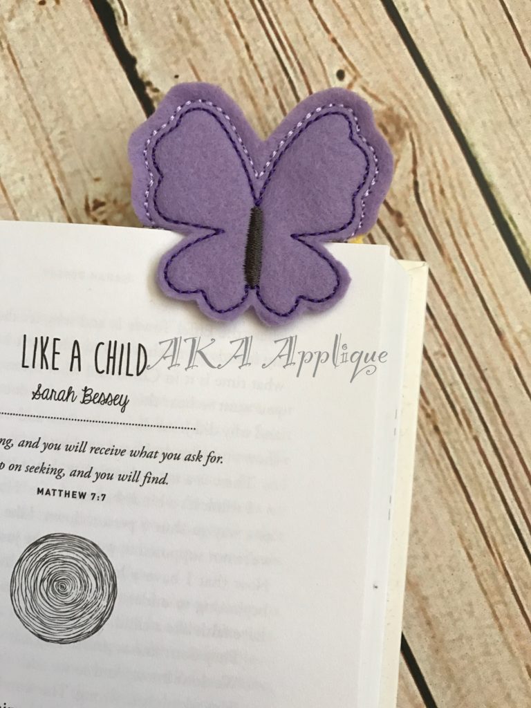 Peeking Whimsy Butterfly Bookmark ITH Embroidery Design