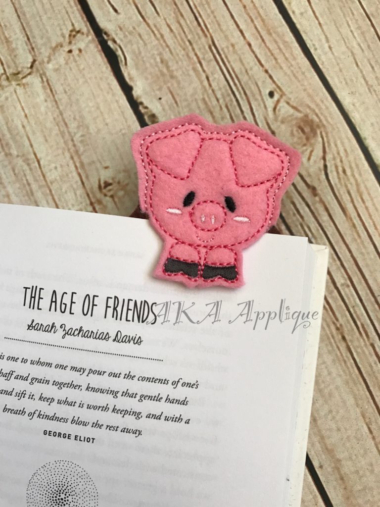 Peeking Piper Pig Bookmark ITH Embroidery Design