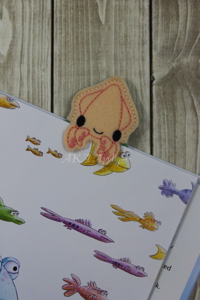 Peeking Sally Squid Bookmark ITH Embroidery Design