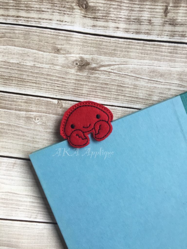 Peeking Carl Crab Bookmark ITH Embroidery Design