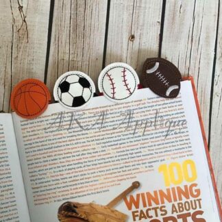 Peeking Sport Ball Bookmark Set 1 ITH Embroidery Design