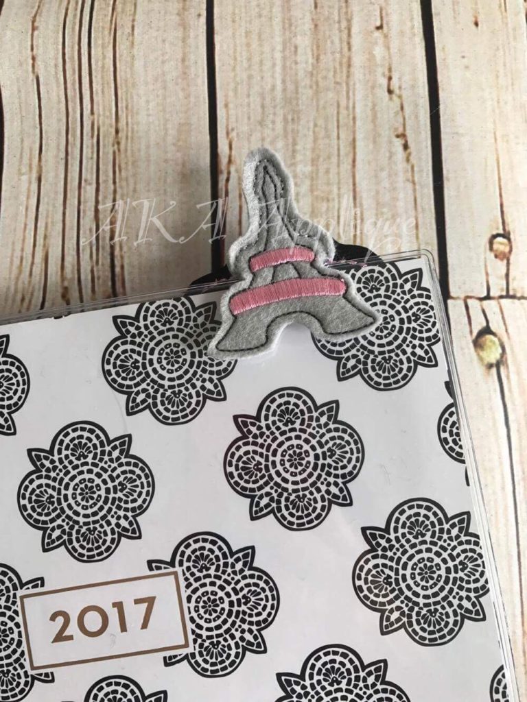 Peeking Eiffel Tower Bookmark ITH Embroidery Design - Image 6