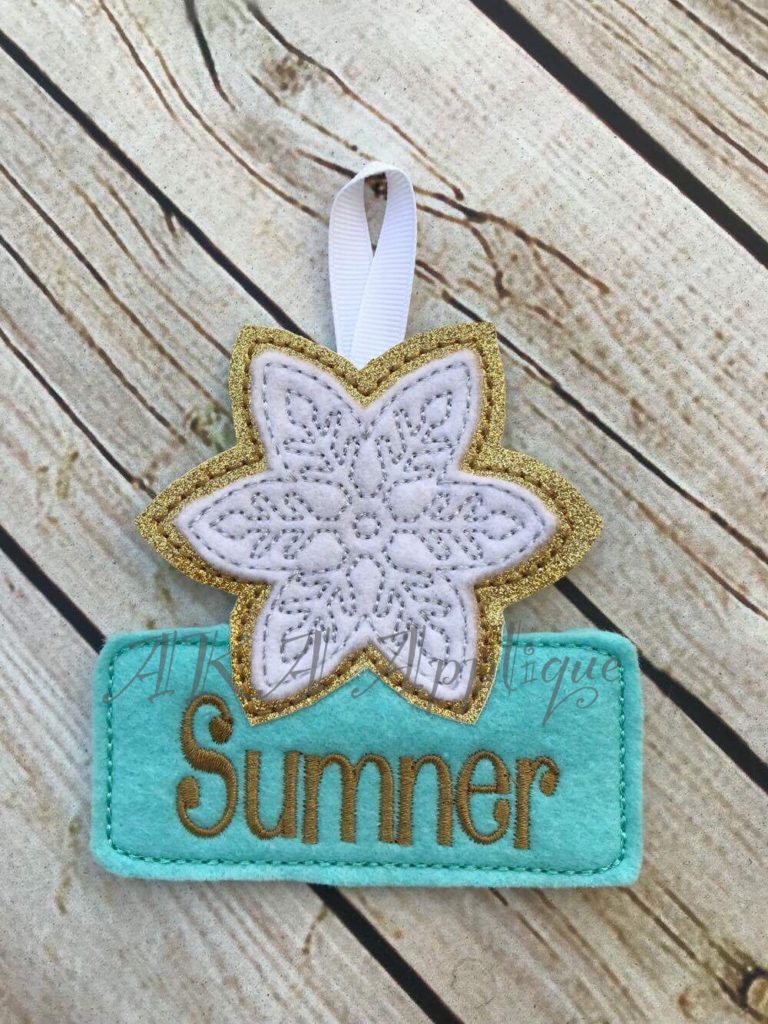 Personalizable Snowflake Ornament ITH Embroidery Design