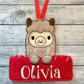 Personalizable Lucy Llama Ornament ITH Embroidery Design