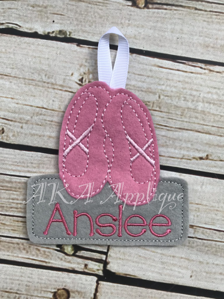 Personalizable Ballet Slipper Ornament ITH Embroidery Design