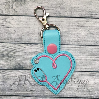 ITH Stethoscope Heart Snap Fob Embroidery Design