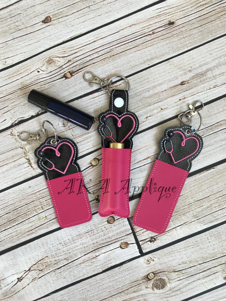 ITH Stethoscope Heart EO on the GO Roller Bottle Key Fob Embroidery Design