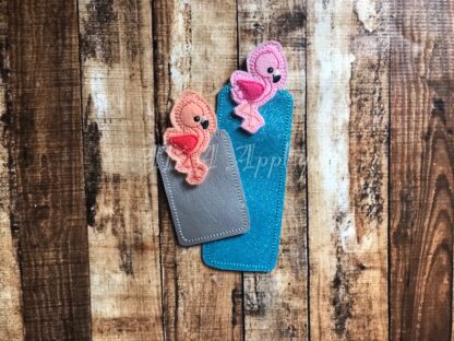 Peeking Florence Flamingo Bookmark ITH Embroidery Design - Image 2