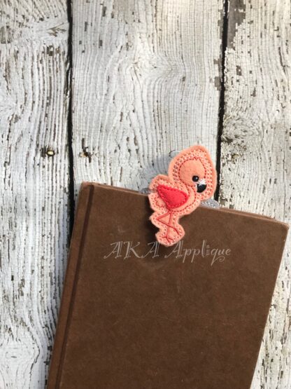 Peeking Florence Flamingo Bookmark ITH Embroidery Design