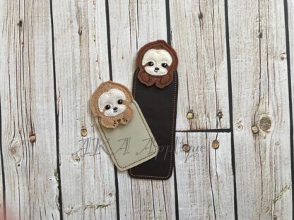 Peeking Sydney Sloth Bookmark ITH Embroidery Design - Image 2