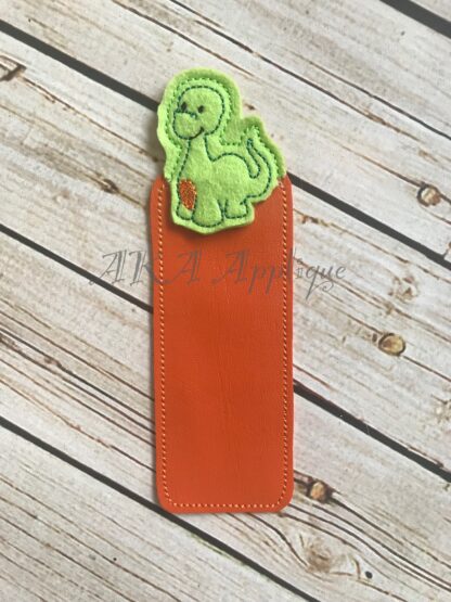 Peeking Bronty Brontosaurus Dinosaur Bookmark ITH Embroidery Design - Image 5