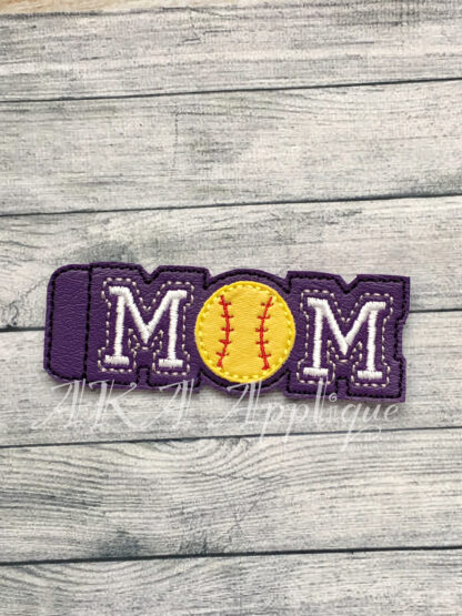 ITH MOM Baseball Softball Key Fob Embroidery Design - Image 3
