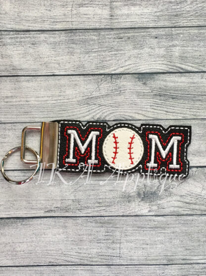 ITH MOM Baseball Softball Key Fob Embroidery Design - Image 2