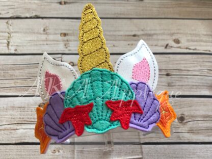 ITH Unicorn Mermaid Headband Tiara Slider Embroidery Design - Image 2