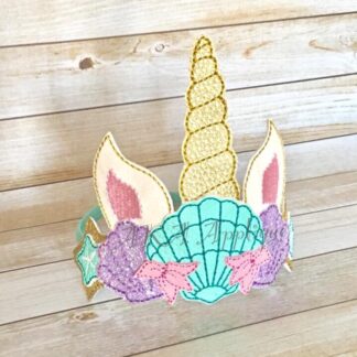 ITH Unicorn Mermaid Headband Tiara Slider Embroidery Design