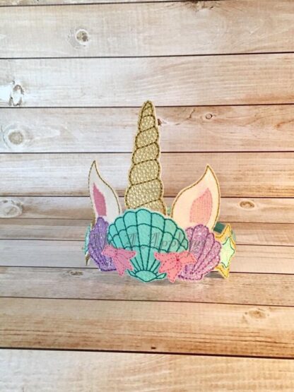 ITH Unicorn Mermaid Headband Tiara Slider Embroidery Design - Image 5