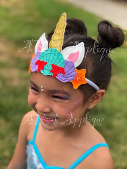 ITH Unicorn Mermaid Headband Tiara Slider Embroidery Design - Image 3