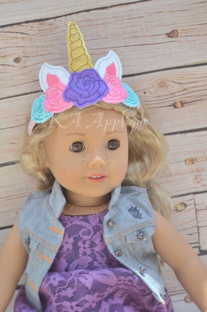 ITH Unicorn Rose Headband Tiara Slider Embroidery Design - Image 4
