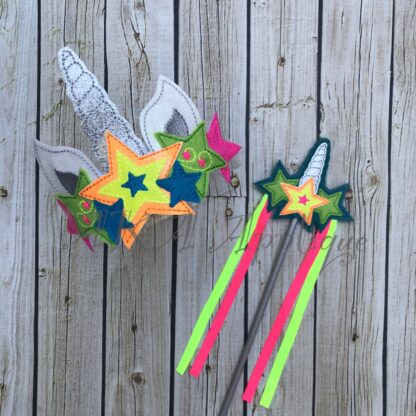 ITH Unicorn Star Headband Tiara Slider Embroidery Design - Image 4