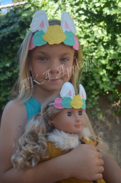 ITH Bunny Rose Headband Tiara Slider Embroidery Design - Image 2