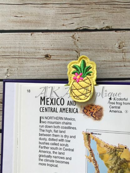Peeking Pineapple Bookmark ITH Embroidery Design
