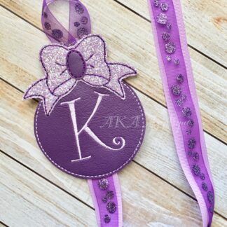 Boutique Bow Round Clip Keeper-Bow Holder ITH Embroidery Design