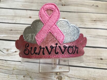 ITH Awareness Ribbon Survivor Heart Tiara Slider Embroidery Design
