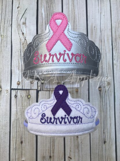 ITH Awareness Ribbon Survivor Tiara Slider Embroidery Design - Image 2