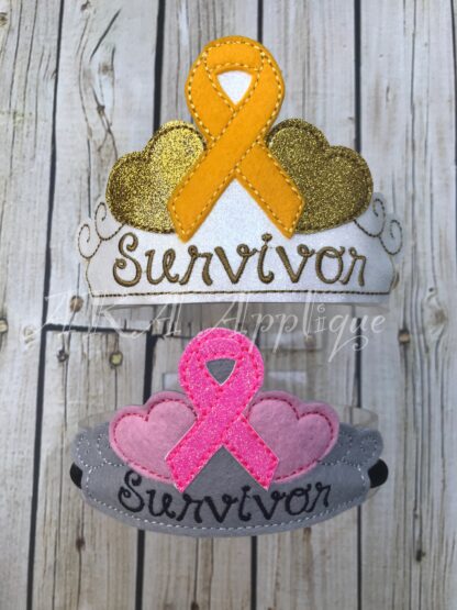 ITH Awareness Ribbon Survivor Heart Tiara Slider Embroidery Design - Image 2