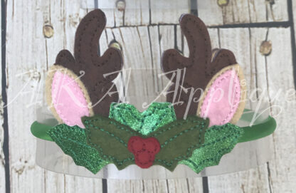 ITH Deer Holly Headband Tiara Slider Embroidery Design