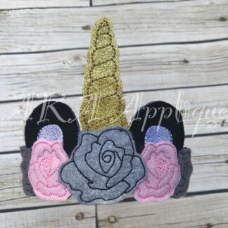 ITH Pandicorn/Unicorn Bear Rose Headband Tiara Slider Embroidery Design