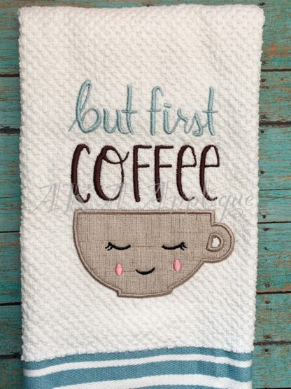 But First Coffee Applique Embroidery Design - Image 2