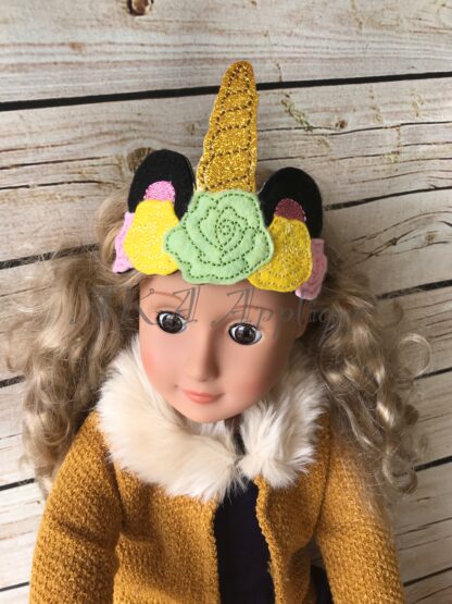 ITH Pandicorn/Unicorn Bear Rose Headband Tiara Slider Embroidery Design - Image 3