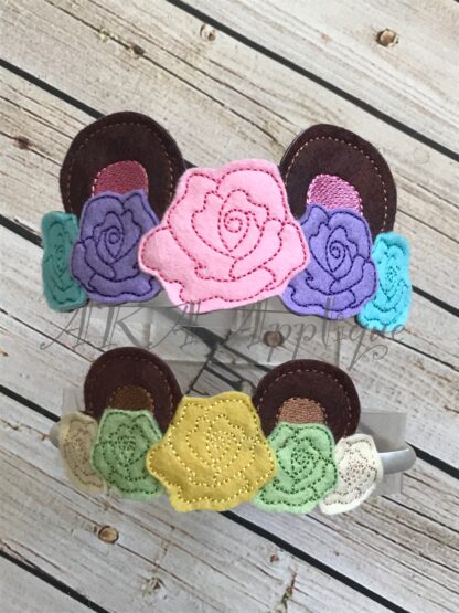 ITH Bear Rose Headband Tiara Slider Embroidery Design - Image 2