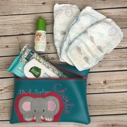 ITH Peeking Ellie Elephant  Zipper Pouch Embroidery Design - Image 5