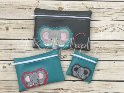 ITH Peeking Ellie Elephant  Zipper Pouch Embroidery Design