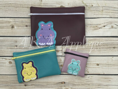 ITH Peeking Henriette Hippo Zipper Pouch Embroidery Design